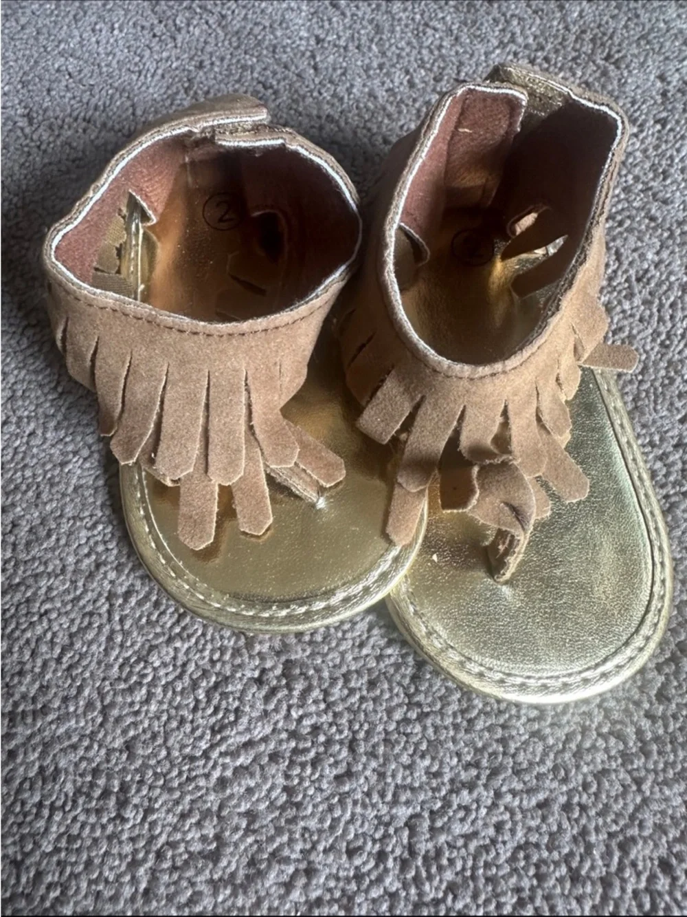 Girls' Fringe Metallic Sandals - Gold
